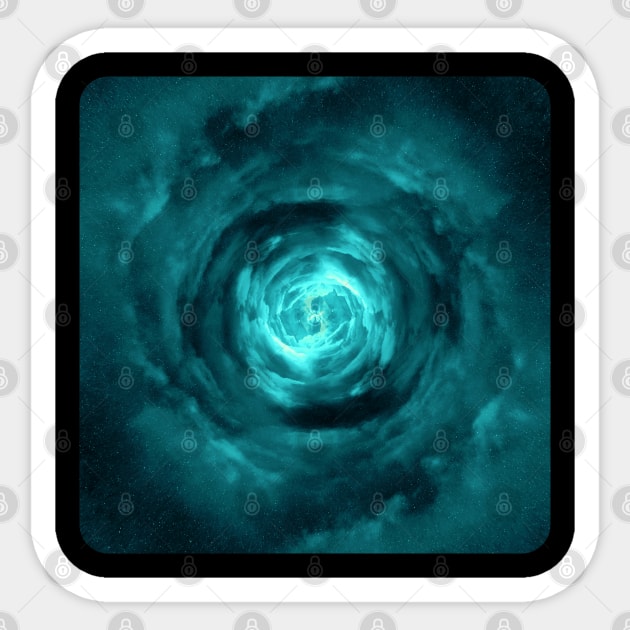 Turquoise Wormhole in Space Sticker by The Black Panther